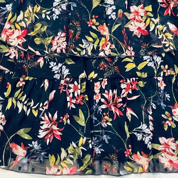 Biltmore womens tier ruffle maxi skirt blue cabernet bouquet bird NWT feminine S - Picture 3 of 8